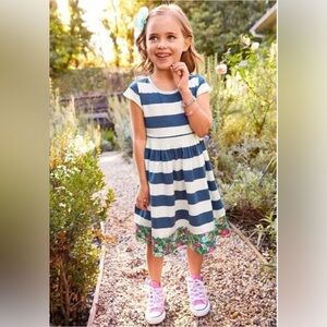 MATILDA JANE Sail Away Nautical Stripe Dress with Floral Hem - 4